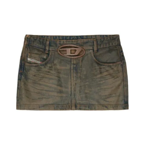 DIESEL x SSENSE SS24 OVAL D Коллекция Джинсовые Короткие Юбки Женские Коричневый
