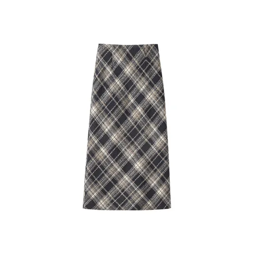 Cypress House Повседневный Длинный Юбка Женская Темно-Синяя Клетка