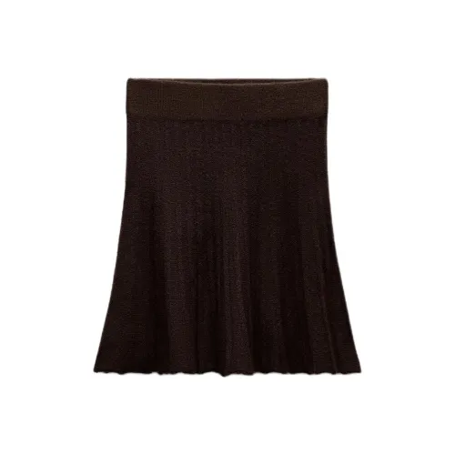 ZARA Повседневные короткие юбки Женские Коричневый