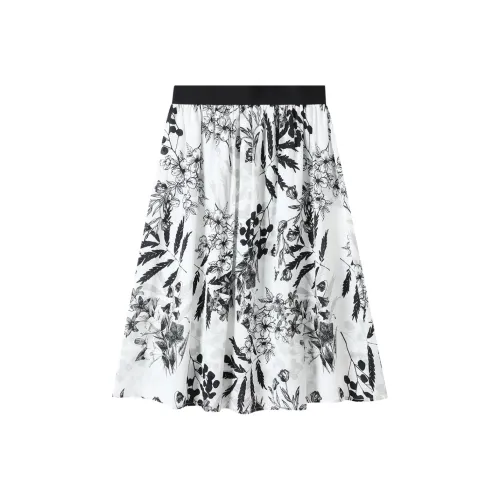 H YXIANG Повседневная длинная юбка женские чернила ветка цветка