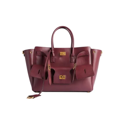 Balenciaga Bel Air Телячья кожа Тоут Сумка Сумка для покупок Сумка через плечо Сумка Маленькая Женская Темно-бордовый цвет