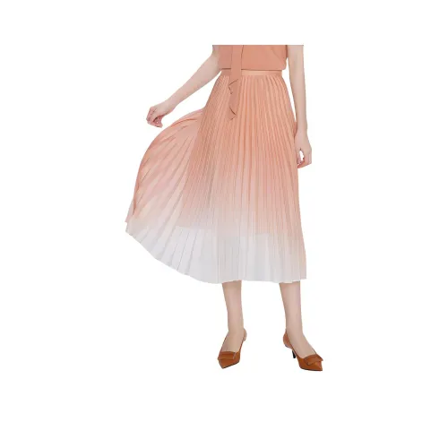 BBLLUUEE Повседневный Длинный Юбка Женские Ri MU Оранжевый