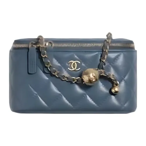 CHANEL Овчина Box Сумка через плечо Женская Серо-синяя