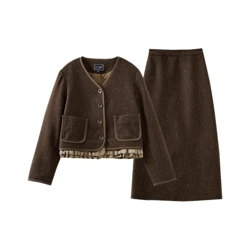 OUNIXUE Комплект с юбкой Женские Темный кофейный