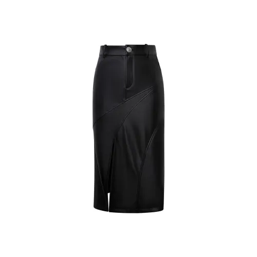 LULUALWAYS Повседневный Длинный Юбка Женские Черный