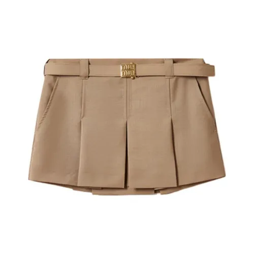 MIU MIU FW24 Повседневные короткие юбки Женские Фундуковый Kernel Цвет