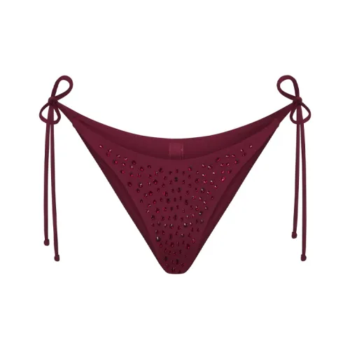 SKIMS Rhinestone TIE BIKINI BOTTOMS Bikini Women's Burgundy