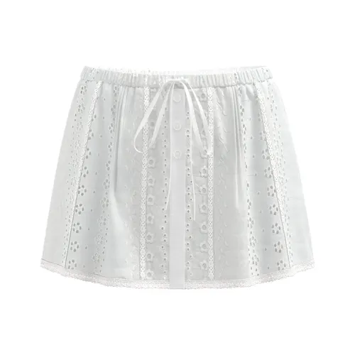 URBAN REVIVO Boho Style Повседневные короткие юбки Женские Натуральный белый