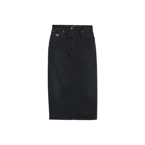 PRADA SS24 Повседневная длинная юбка женская черная