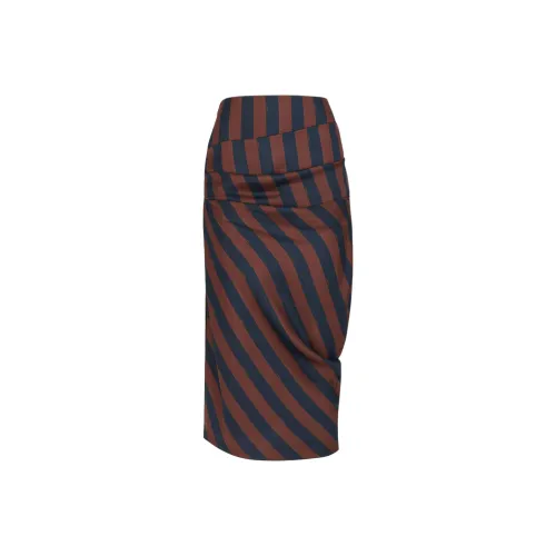 FENDI SS24 Повседневная длинная юбка женская коричневого цвета