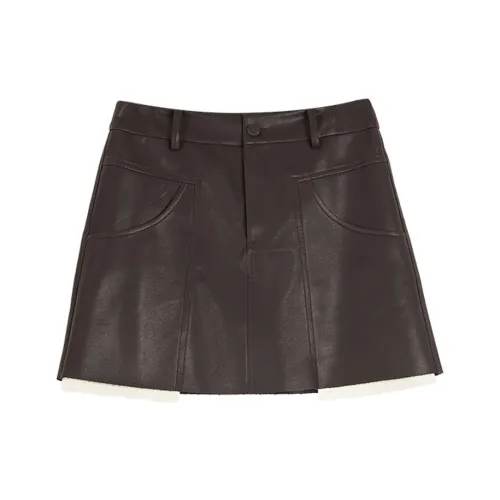 ELLE Повседневные короткие юбки Женские Кофе