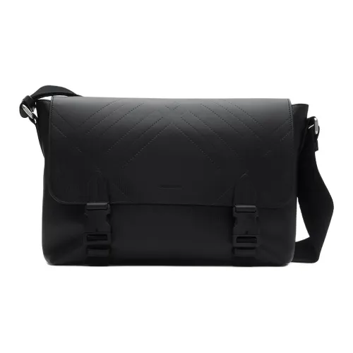 Burberry Сумка-почтальонка С Тиснением В Клетку​ Регулируемый Текстильный Ремень Магнитная Застежка-клапан И Пряжки Внутренний И Внешний Карманы На Молнии