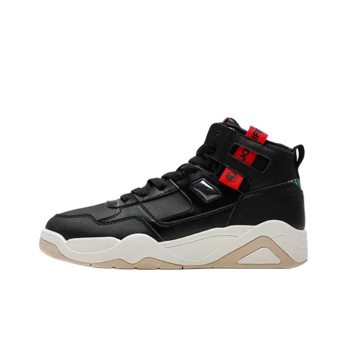 QIAODAN Dry Slip-Resistant Abrasion-Resistant High Top Skateboard Shoes Men's Black QIAODAN Dry Slip-Resistant Abrasion-Resistant Высокие Кроссовки для Скейтбординга Мужские Черные