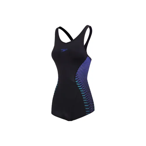 Speedo совместный бренд модель Ван-Пис Купальник Женские Черный Фиолетовый