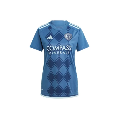 Adidas Sporting KC 24 25 Away Jersey Футбол Jersey Фанатская версия Спортивный стиль KANSAS CITY Away Женская Синий
