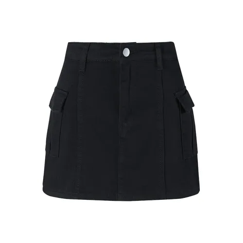 Wen Shan Джинсовые короткие юбки Женские Черный