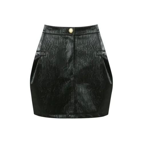 YCH FW24 Кожа Мини Юбка Повседневная Короткая Юбка Женская Черная