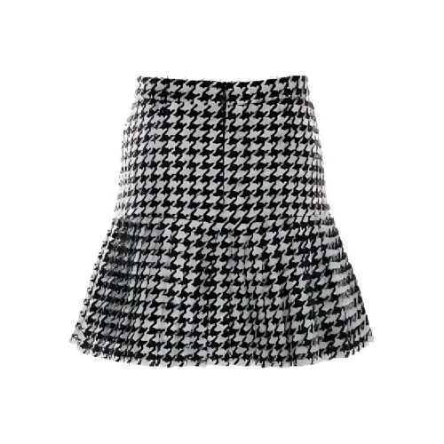 LIANCAN Повседневные короткие юбки Женские Черный Белый