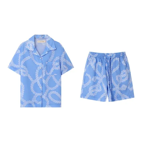 CICADAHOME Узел Лето Одежда Наборы Небесно-голубой Женские Женские Пижамные Комплекты