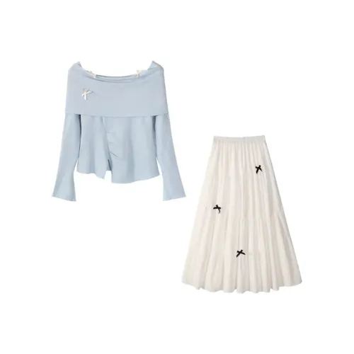 ONE PASS STUDIO Комплект с юбкой Женские Синий Белый
