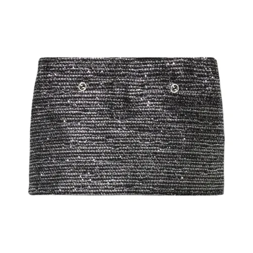 GUCCI Полосатый Твид LAMé Юбка Повседневная Короткая Юбка Женская Черная