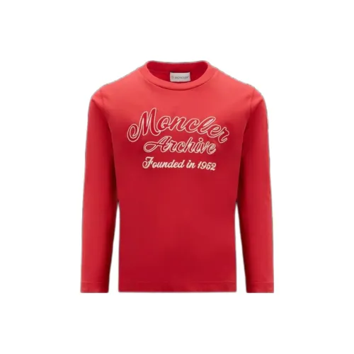 Moncler Детская одежда Вышитая версия Длинный рукав Т-рубашка Т-рубашка Детская Красная