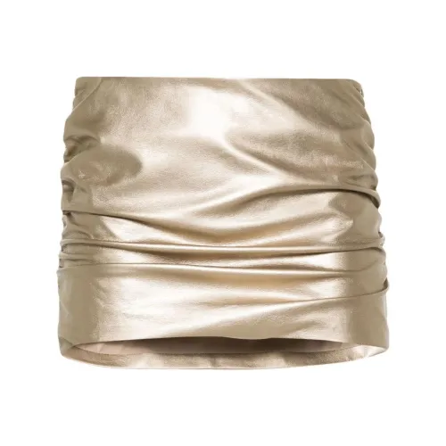 Misbhv SS24 Кожаные короткие юбки Женские Золото