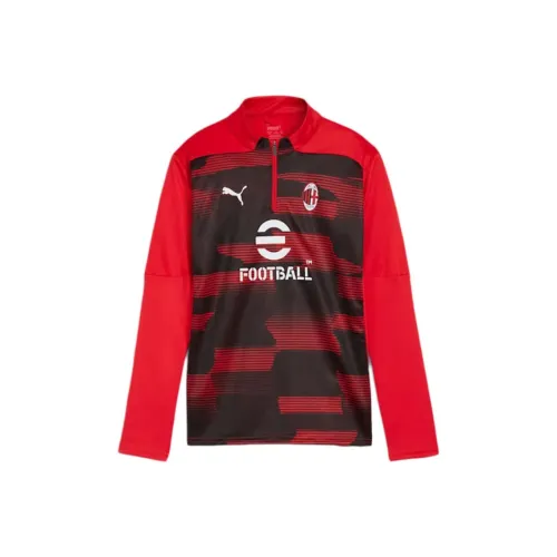 PUMA AC MILAN AC Milan Предматчевый топ с капюшоном для молодежи рубашка вечный красный черный для подростков