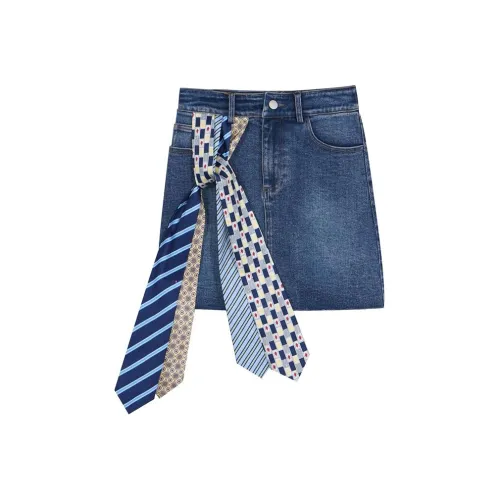 LCEVHZ'S Джинсовые короткие юбки Женские Джинсовый синий
