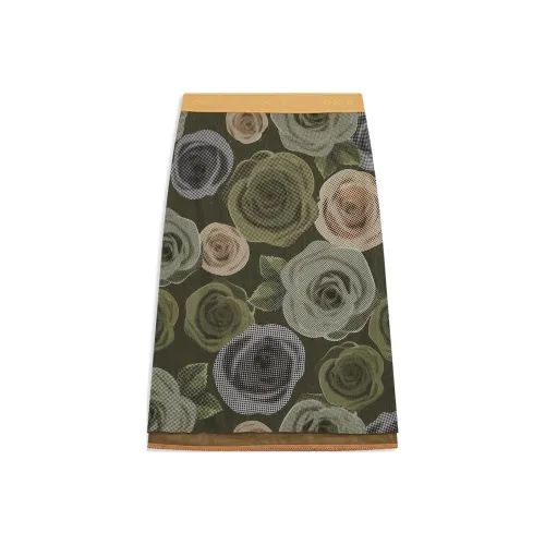 OPEN YY Розовый Сетчатый Midi Юбка Повседневный Длинный Юбка Женская Хаки Хаки