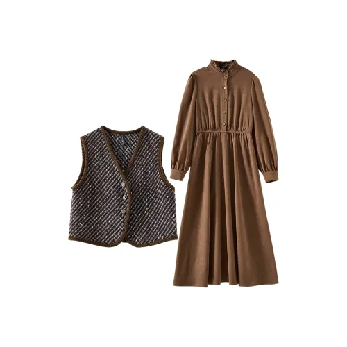 OUNIXUE Комплект с юбкой Женские Кофе