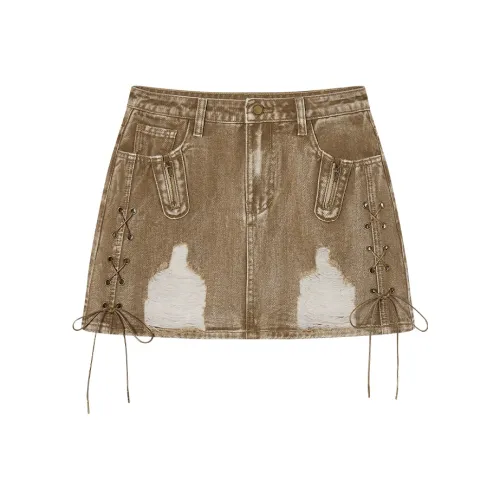 EPTISON WOMAN Винтажный коричневый Желтый Женские джинсовые короткие юбки
