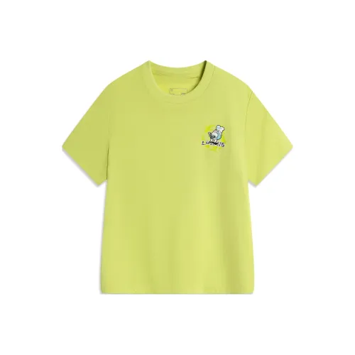 LINING YOUNG Sports Life Collection T-Shirt Желтый Светлячок Зеленый Детский
