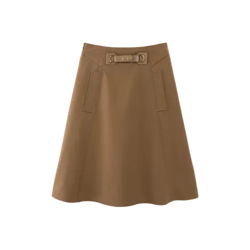 Pit Повседневный Длинный Юбка Женские Карамель