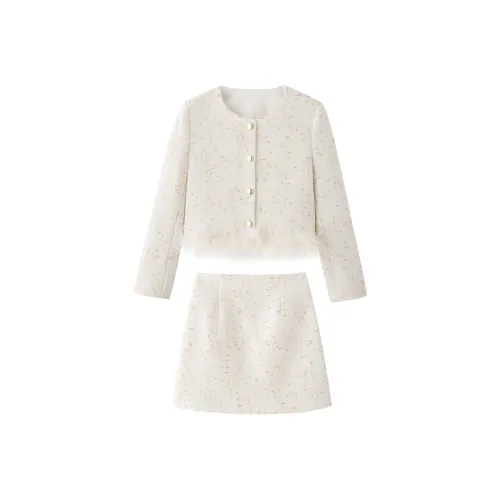 Aoaifu Комплект с юбкой Женская Белая Золото