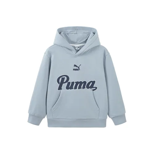 PUMA Толстовка Sportstyle Collection Hoodie WISETHERMA Логотип FL B Джинсовый светло-голубой Детский