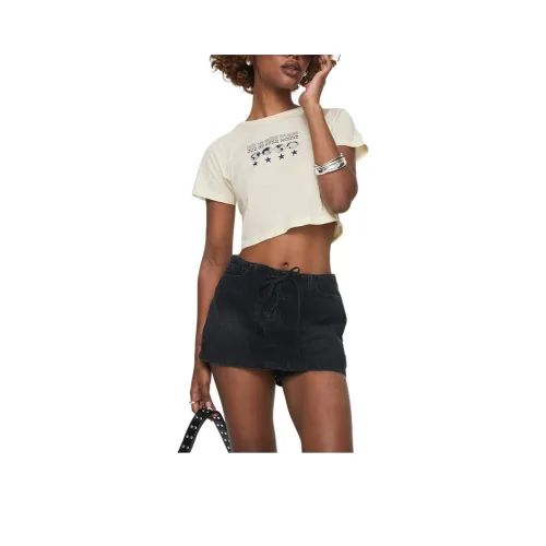 PRINCESS POLLY AMETHYSTA Джинсовые шорты-юбка Женские Черные