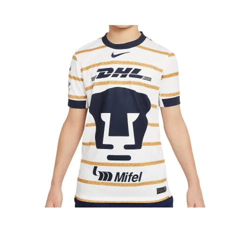nike Т-рубашка Pumas UNAM 2024 25 Stadium Дом Dri FIT Футбол Replica Белый Обсидиановый черный Обсидиановый черный Подростки