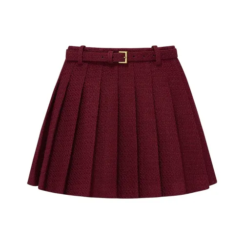 d'zzit Повседневные короткие юбки Женские Темно-красный