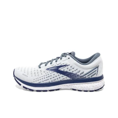 Brooks Ghost 13 Slip-Resistant Abrasion-Resistant Low Top Casual Running Shoes Men's White Blue