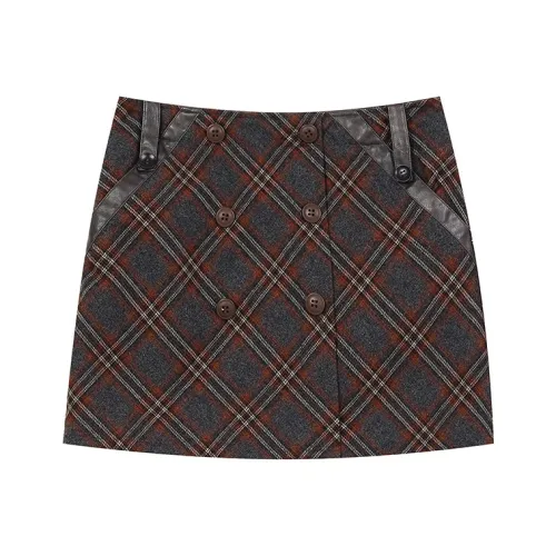 ELF SACK Винтаж Клетка Deconstruction Двойная застежка Юбка Женская