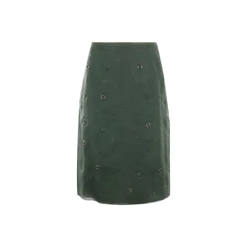 PRADA Повседневный Длинный Юбка Женские Зеленый