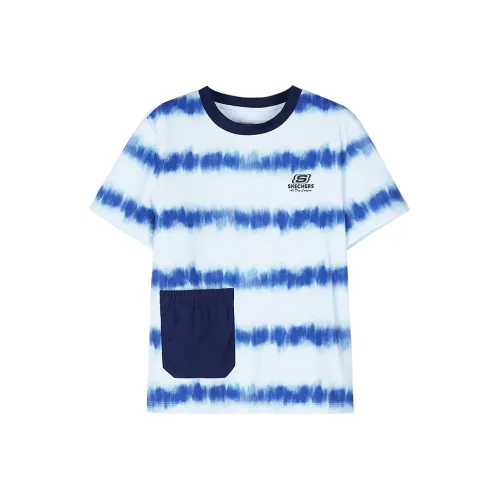 Skechers Kids T-Shirt Темно-синий и Серый Синий Tie Dye С принтом по всей поверхности Подростки