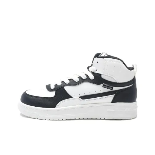 QIAODAN Dry Slip-Resistant Abrasion-Resistant High Top Skateboard Shoes Men's White Black QIAODAN Dry Slip-Resistant Abrasion-Resistant Высокие Топы Скейтборд Кроссовки Мужские Белый Черный