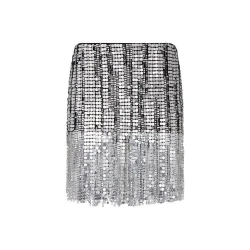 TF SS25 Повседневная короткая юбка женская блестящего серого цвета