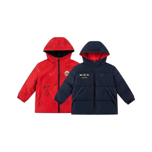 QIAODAN Пуховик Нова-голубой Зачарованный красный для детей 3-7 лет