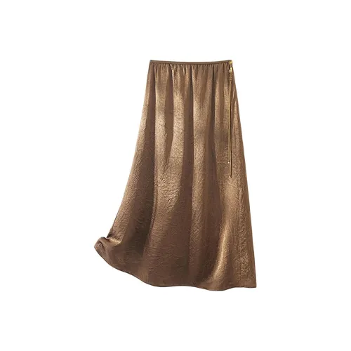 IHIMI SS24 Повседневная длинная юбка женская кофейного цвета