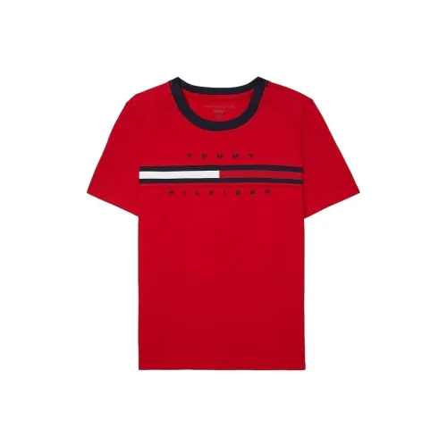 Tommy Hilfiger Детская одежда Логотип Stripe T Рубашка Топы Primary T Рубашка Детский Красный