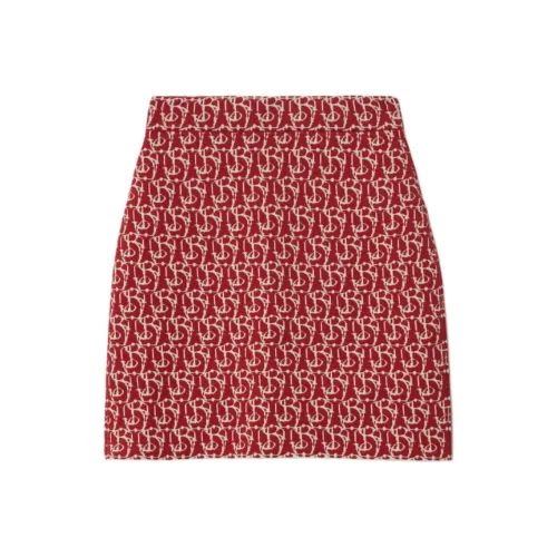 Burberry New Year's Blessing Collection SS25 Повседневные короткие юбки Женские Красный