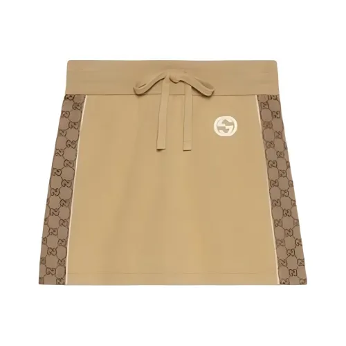 GUCCI SS24 Повседневные короткие юбки Женские CAMEL